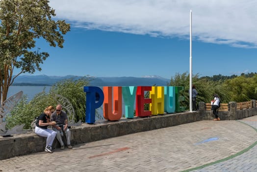 Puyehue Letters Monument on the banks of Rupanco Lake, Chile