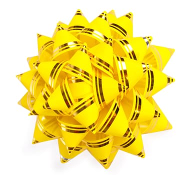 yellow bow from top on a white background