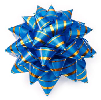 blue bow  on a white background