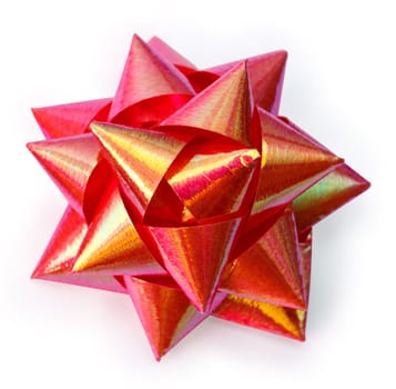 red bow from top on a white background