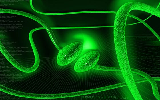 Digital illustration of synapse in colour background