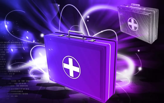 Digital illustration of First aid box in colour background