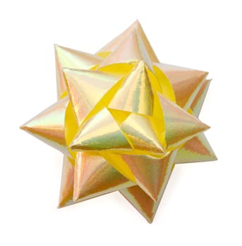 yellow bow from top on a white background
