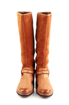 light brown female boots isolated on white background front view