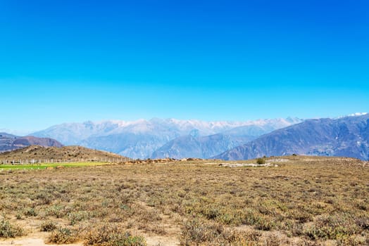 View of the landscape surrounding Colca Canyon near Arequipa, Peru