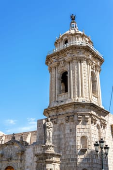Vertical view of Santo Domingo church in the historic center of Arequipa, Peru