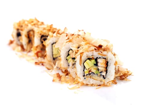 Traditional japanese sushi isolated on white background