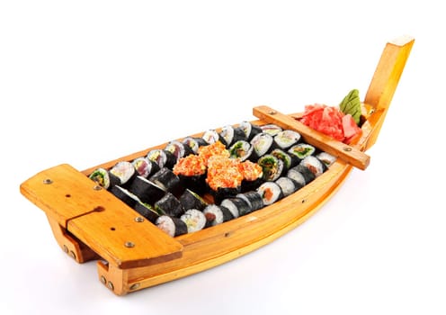 Traditional japanese sushi isolated on white background