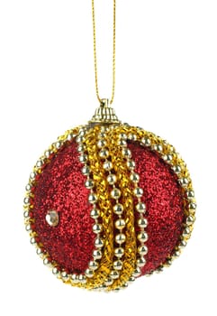 beautiful red christmas ball isolated on a white background