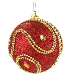 beautiful red christmas ball isolated on a white background