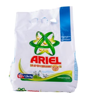 Petropavlovsk-Kamchatsky, Russia-24 September, 2016: Ariel is a laundry detergent product the flagship brand of Procter & Gamble corporation headquartered in Cincinnati, Ohio, USA.