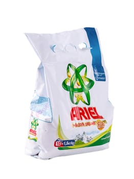 Petropavlovsk-Kamchatsky, Russia-24 September, 2016: Ariel is a laundry detergent product the flagship brand of Procter & Gamble corporation headquartered in Cincinnati, Ohio, USA.