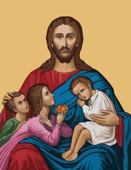 Jesus Christ  love peace faith holy heaven  spirit illustration