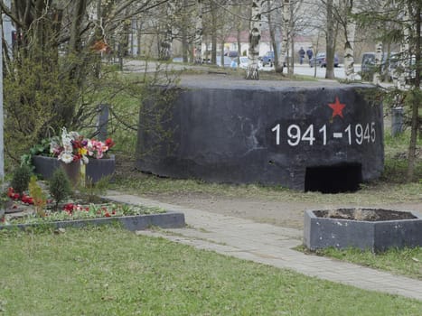 gun pillbox  simple memorial to warriors Soviet army