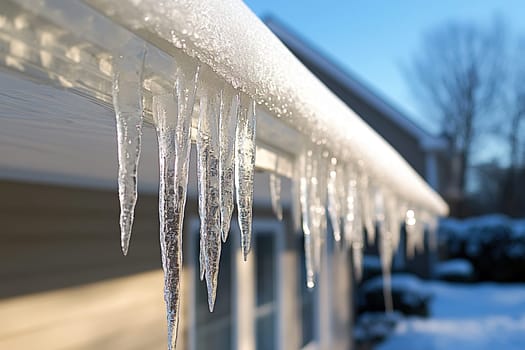Icicles begin to melt and drip from the roof under the warmth of the spring sun. The arrival of spring