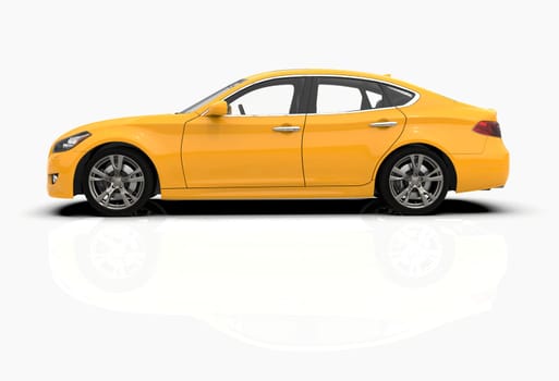 Generic and Brandless Car Isolated on White 3d Illustration, Contemporary Sedan Studio, Dealership Automobile Industry, Auto Transport, Infographics Automotive Background, City Vehicle Template