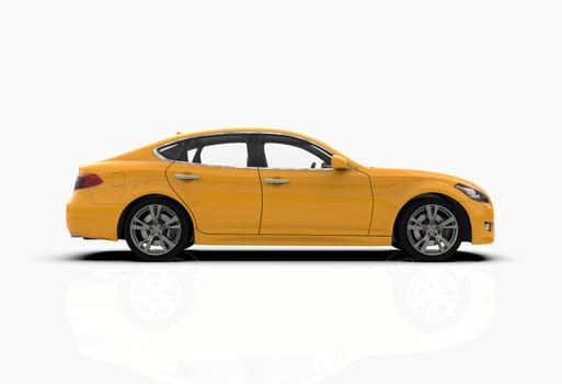 Generic and Brandless Car Isolated on White 3d Illustration, Contemporary Sedan Studio, Dealership Automobile Industry, Auto Transport, Infographics Automotive Background, City Vehicle Template