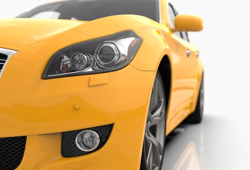 Generic and Brandless Car Isolated on White 3d Illustration, Contemporary Sedan Studio, Dealership Automobile Industry, Auto Transport, Infographics Automotive Background, City Vehicle Template