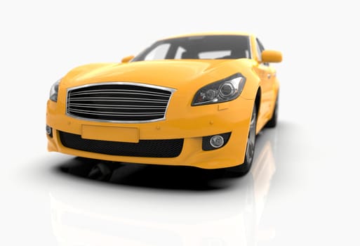 Generic and Brandless Car Isolated on White 3d Illustration, Contemporary Sedan Studio, Dealership Automobile Industry, Auto Transport, Infographics Automotive Background, City Vehicle Template