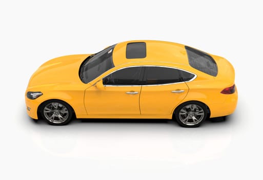 Generic and Brandless Car Isolated on White 3d Illustration, Contemporary Sedan Studio, Dealership Automobile Industry, Auto Transport, Infographics Automotive Background, City Vehicle Template