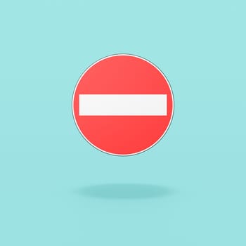 Access Denied Road Sign Isolated on Flat Blue Background with Shadow 3D Illustration