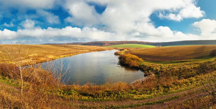 pond and sky panorama landscape