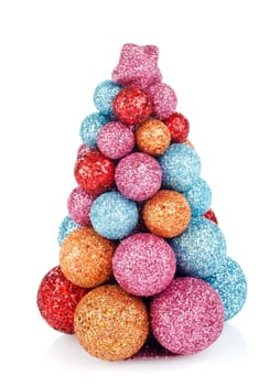 Christmas decoration colorful christmas tree isolated on white background