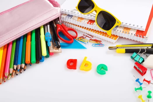 abc letters and school supplies. Back to school