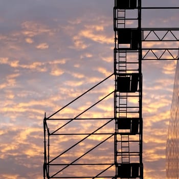 Himmel, Silhouette, Abend, Gerüst,Stimmung,Sonnenuntergang,silhouette