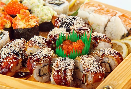 Sushi rolls set  on white backgraund