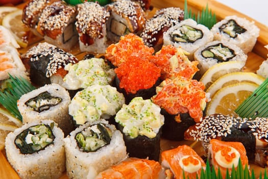 Sushi rolls set  on white backgraund