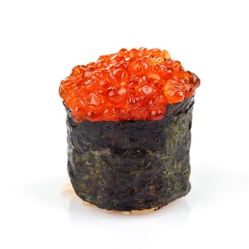 Traditional japanese sush with red roe isolated