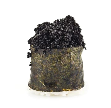 Traditional japanese sushi with black roe isolated