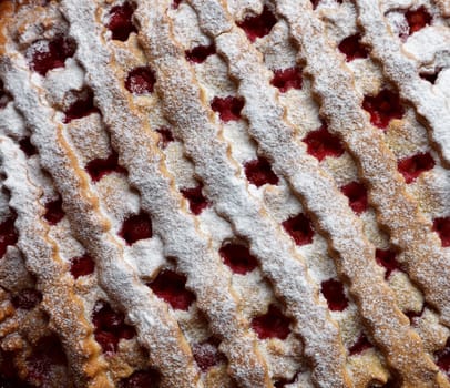 cherry cake dusted with powdered sugar