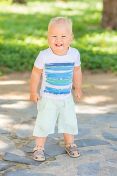 Baby walking in the park