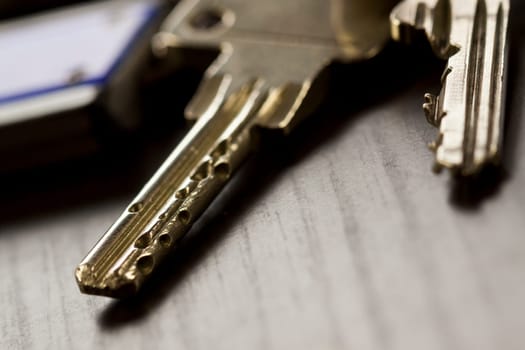 Keychain with pendant as close-up with key ring on dark ground
