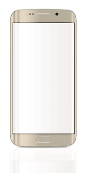 Smartphone edge with blank screen on white background