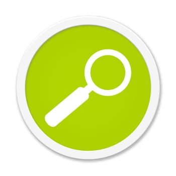 Round green button with magnifying glass icon