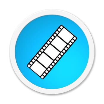 Button round blue: movie icon