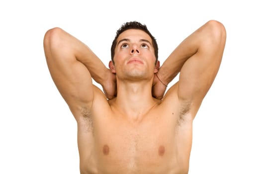 young casual naked man isolated on white