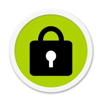 Round green button with lock icon
