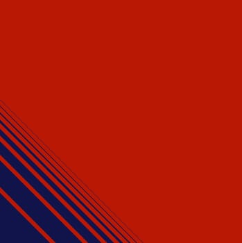 Red background with blue stripes in the corner