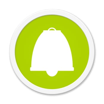 Round green button with bell symbol