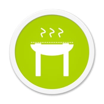 Round green button with grill icon