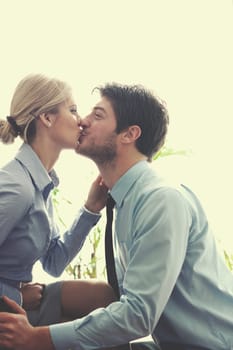business people in love  have romantic time at workplace