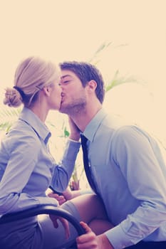 business people in love  have romantic time at workplace