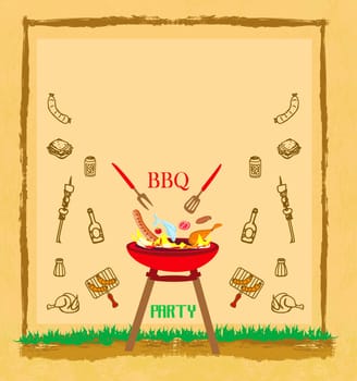 BBQ, barbecue vintage party flyer