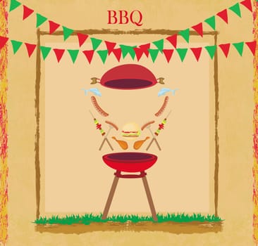 BBQ, barbecue vintage party flyer