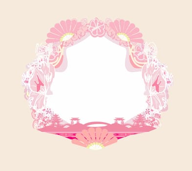 Elegant frame with Chinese temple