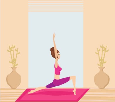 Young woman practicing yoga indoors